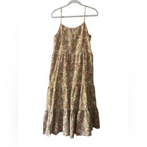 by the river NWOT spaghetti strap dress, sage green floral, tiered skirt